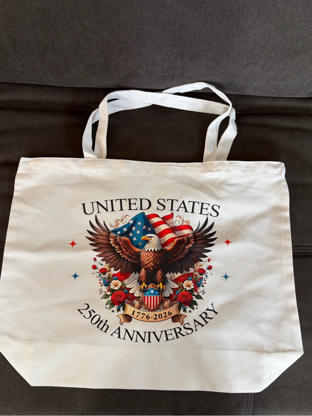United States 250th Anniversary Eagle Tote Bag - White